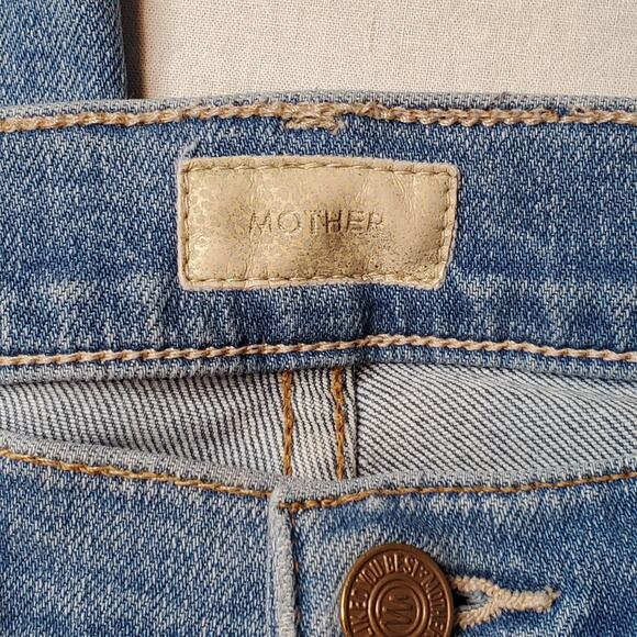 Mother Womens Size 27 The Insider Crop Step Fray Jeans Raw Hem Denim Blue - Picture 7 of 10